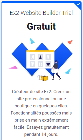 Offre d'essai gratuit d'Ex2 Site Builder