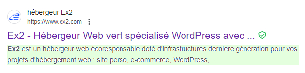 Exemple de méta description, du site Ex2.com.