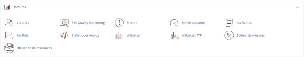 Les outils de mesure et d'analyse de données disponibles sur le panneau de contrôle d'Ex2