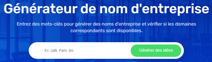 Champs de recherche du générateur de nom d'entreprise d'Ex2