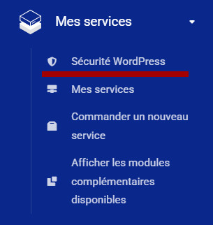 Le lien d'accès aux rapports de sécurité WordPress via l'espace client Ex2